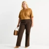 Worthington Plus Womens Fit And Flare Pant In Brown