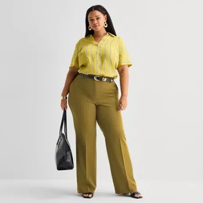 Worthington Plus Womens Modern Perfect Trouser In Green