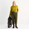 Worthington Plus Womens Tapered Pleated Pant In Green
