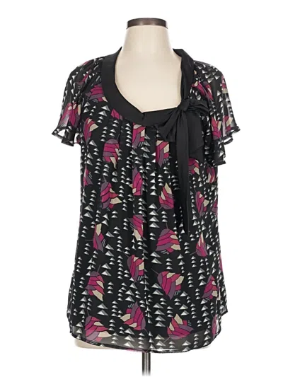 Pre-owned Worthington Short Sleeve Blouse In Black