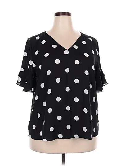 Pre-owned Worthington Short Sleeve Blouse In Black