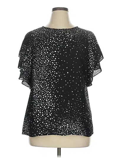 Pre-owned Worthington Short Sleeve Blouse In Black