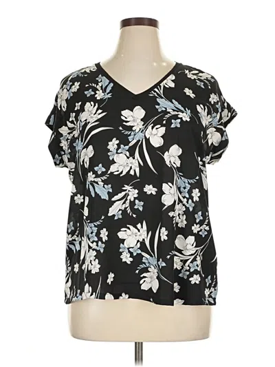 Pre-owned Worthington Short Sleeve Blouse In Black