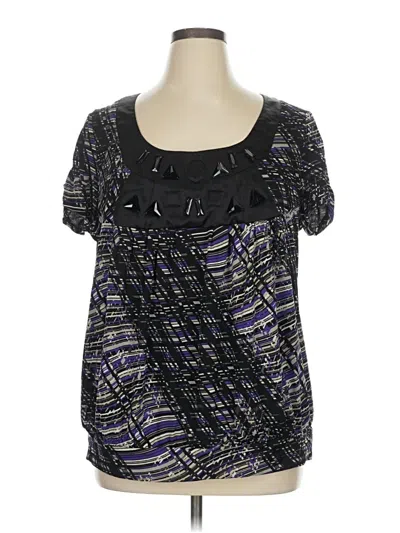 Pre-owned Worthington Short Sleeve Blouse In Black