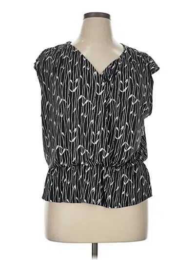 Pre-owned Worthington Short Sleeve Blouse In Black