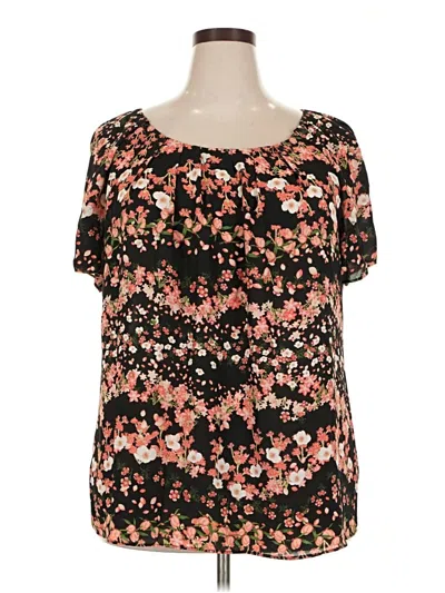 Pre-owned Worthington Short Sleeve Blouse In Black
