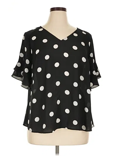 Pre-owned Worthington Short Sleeve Blouse In Black