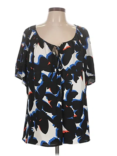 Pre-owned Worthington Short Sleeve Blouse In Black