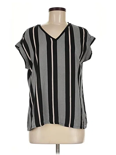 Pre-owned Worthington Short Sleeve Blouse In Black