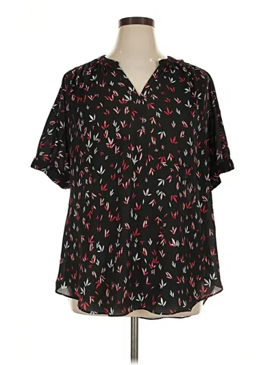 Pre-owned Worthington Short Sleeve Blouse In Black