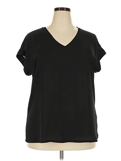Pre-owned Worthington Short Sleeve Blouse In Black