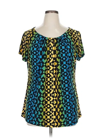 Pre-owned Worthington Short Sleeve Blouse In Blue
