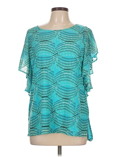 Pre-owned Worthington Short Sleeve Blouse In Blue