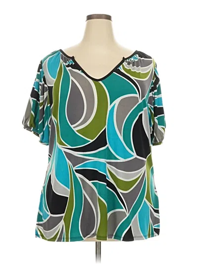 Pre-owned Worthington Short Sleeve Blouse In Blue
