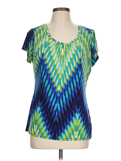 Pre-owned Worthington Short Sleeve Blouse In Blue