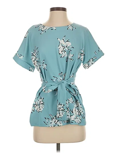 Pre-owned Worthington Short Sleeve Blouse In Blue