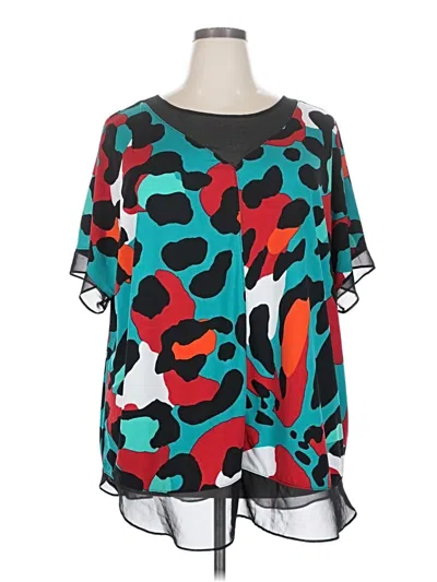 Pre-owned Worthington Short Sleeve Blouse In Blue