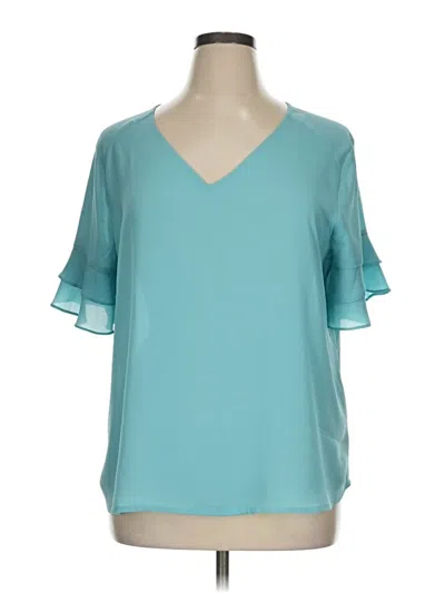 Pre-owned Worthington Short Sleeve Blouse In Blue