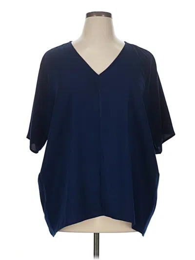 Pre-owned Worthington Short Sleeve Blouse In Blue