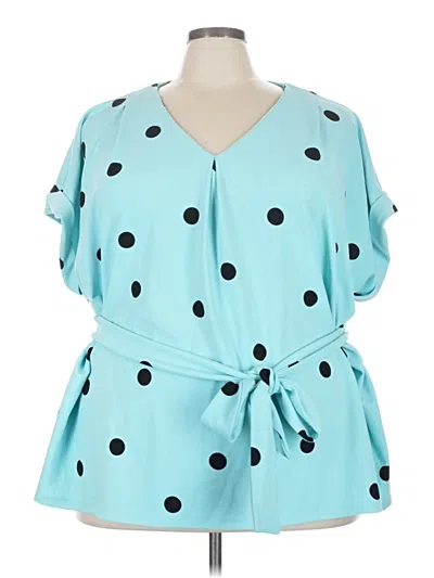 Pre-owned Worthington Short Sleeve Blouse In Blue