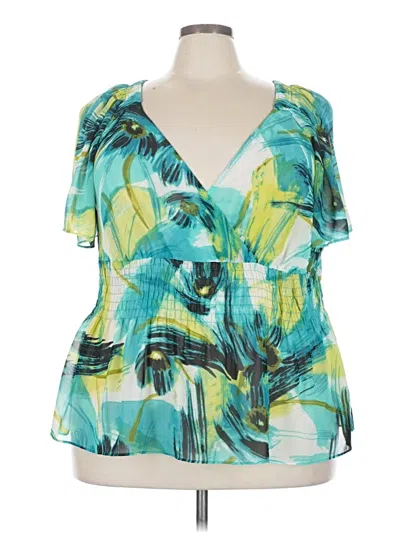 Pre-owned Worthington Short Sleeve Blouse In Blue