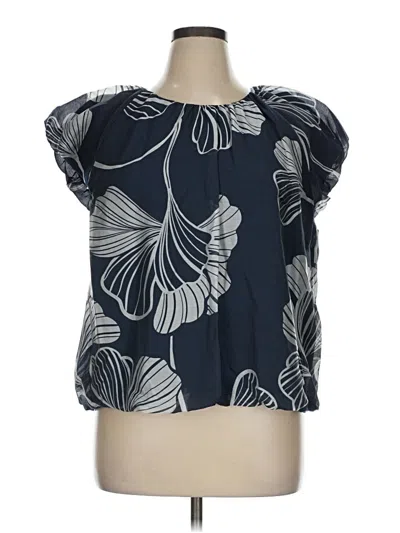 Pre-owned Worthington Short Sleeve Blouse In Blue