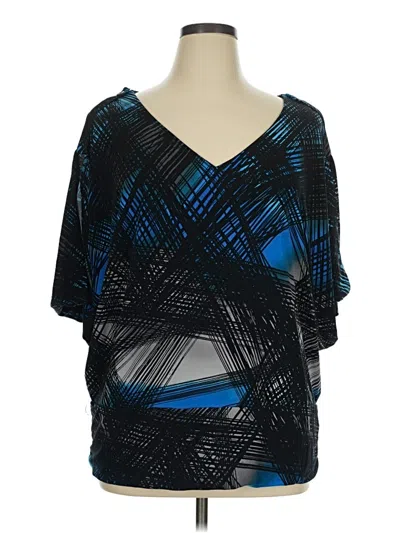 Pre-owned Worthington Short Sleeve Blouse In Blue