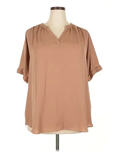 Pre-owned Worthington Short Sleeve Blouse In Brown