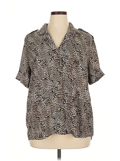 Pre-owned Worthington Short Sleeve Blouse In Brown