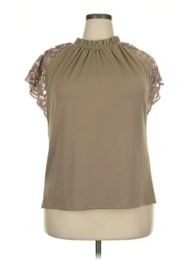 Pre-owned Worthington Short Sleeve Blouse In Brown