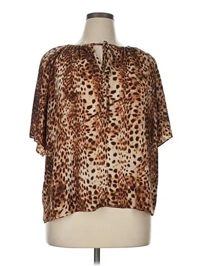 Pre-owned Worthington Short Sleeve Blouse In Brown