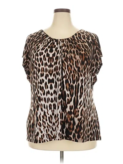 Pre-owned Worthington Short Sleeve Blouse In Brown