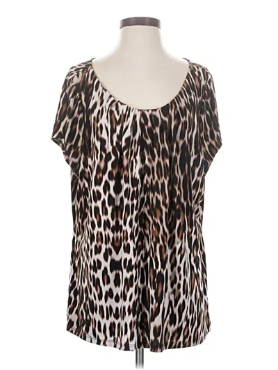 Pre-owned Worthington Short Sleeve Blouse In Brown