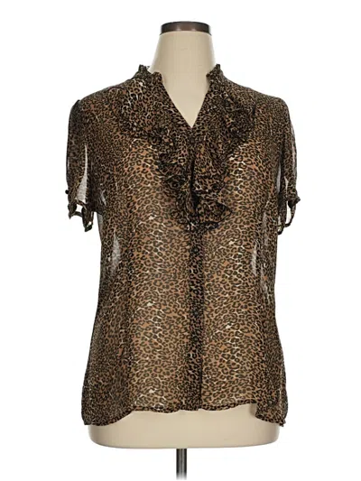 Pre-owned Worthington Short Sleeve Blouse In Brown