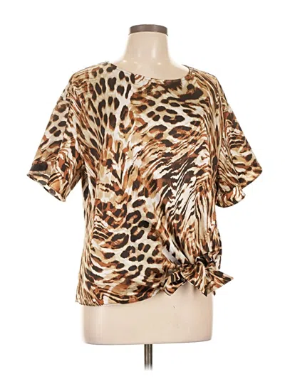 Pre-owned Worthington Short Sleeve Blouse In Brown