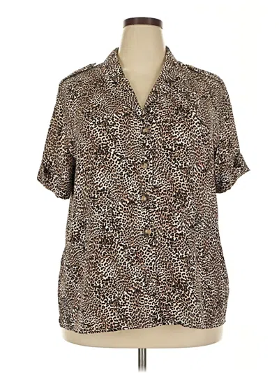 Pre-owned Worthington Short Sleeve Blouse In Brown