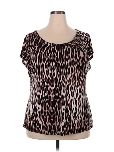 Pre-owned Worthington Short Sleeve Blouse In Brown