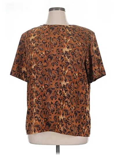 Worthington Short Sleeve Blouse In Brown