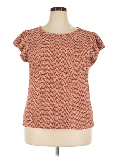 Pre-owned Worthington Short Sleeve Blouse In Brown
