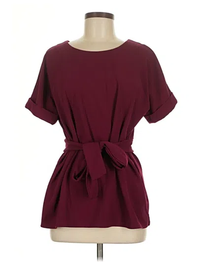 Pre-owned Worthington Short Sleeve Blouse In Burgundy