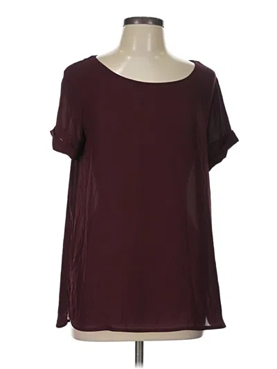 Pre-owned Worthington Short Sleeve Blouse In Burgundy