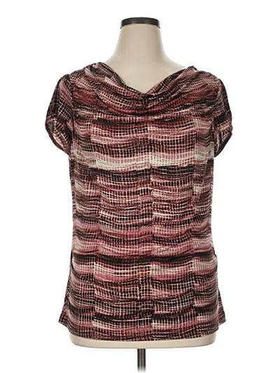 Pre-owned Worthington Short Sleeve Blouse In Burgundy