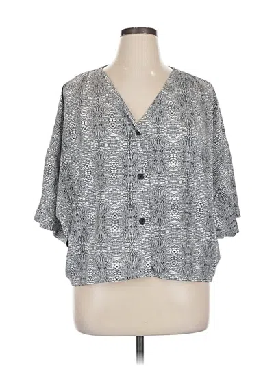 Pre-owned Worthington Short Sleeve Blouse In Gray