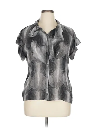 Pre-owned Worthington Short Sleeve Blouse In Gray
