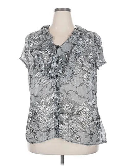 Pre-owned Worthington Short Sleeve Blouse In Gray
