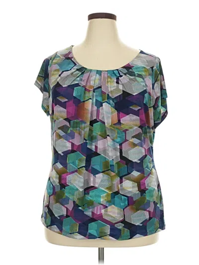 Pre-owned Worthington Short Sleeve Blouse In Gray