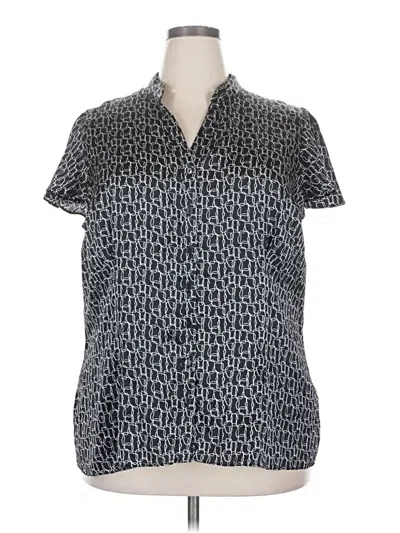 Pre-owned Worthington Short Sleeve Blouse In Gray
