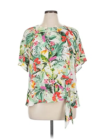 Pre-owned Worthington Short Sleeve Blouse In Green