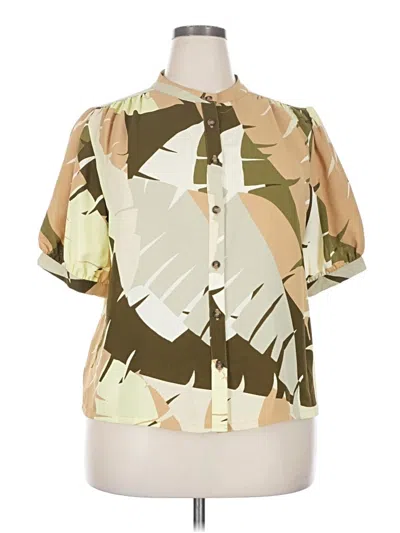 Pre-owned Worthington Short Sleeve Blouse In Green
