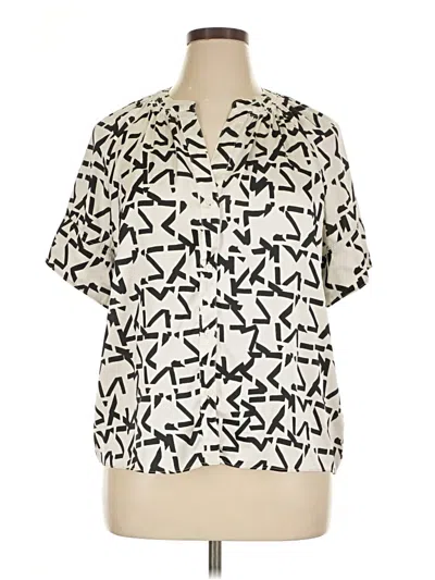 Pre-owned Worthington Short Sleeve Blouse In Ivory